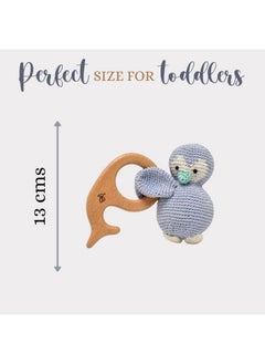 Happy Threads Happy Threads, Crochet Penguin Rattle for Newborn,Babies, Soft Handmade Rattle Toys for Kids, Childsafe (BIS Certified)  - Image 2