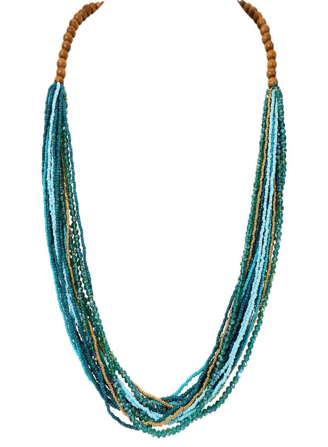 Coiris Chunky Statement Necklaces for Women Boho Multi Long Layered Strand Beaded Necklace for Women Handmade Crystal Beach Jewelry Gift - Image 1