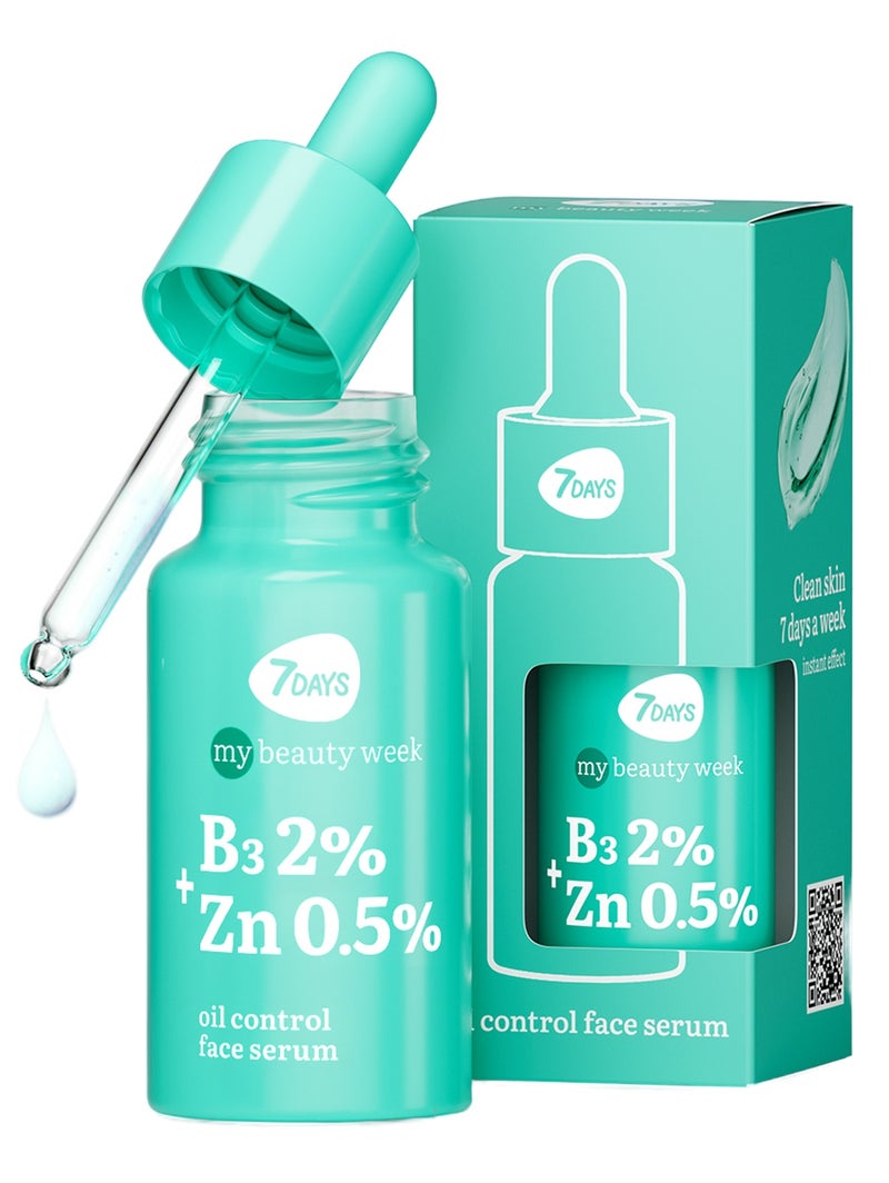 7DAYS MY BEAUTY WEEK B3 2%+ZN 0,5% Oil control face serum, 20 ml - Image 1