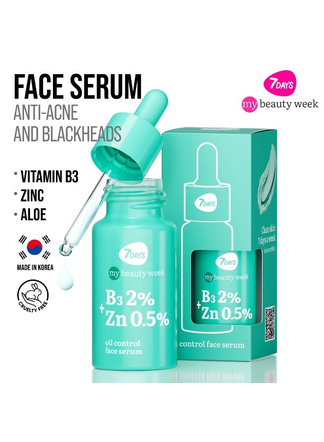 7DAYS MY BEAUTY WEEK B3 2%+ZN 0,5% Oil control face serum, 20 ml - Image 2