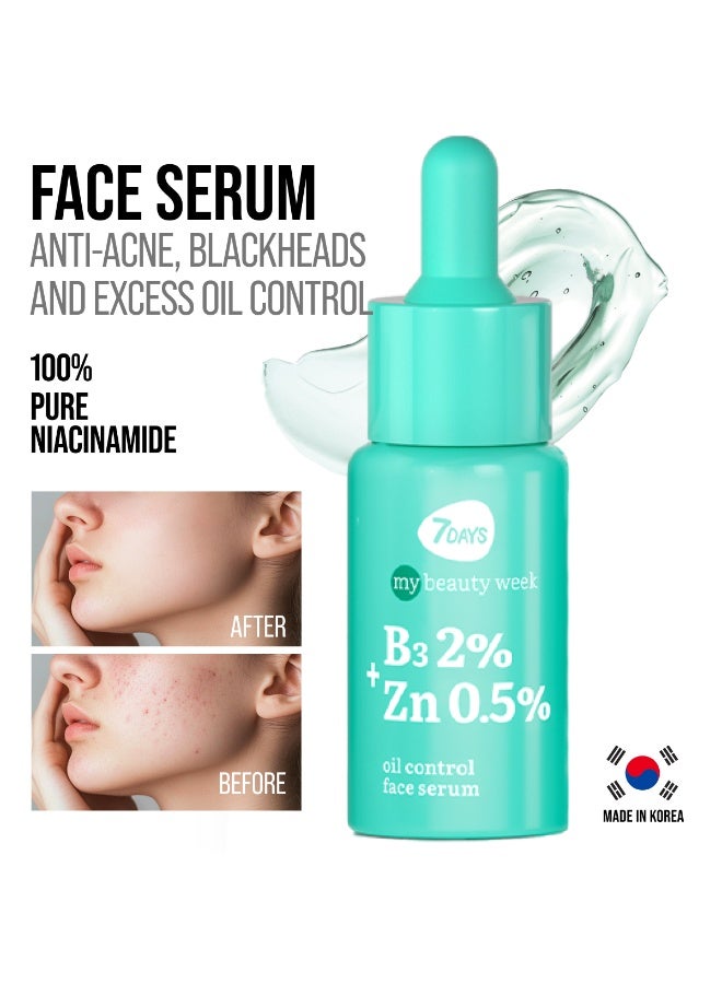 7DAYS MY BEAUTY WEEK B3 2%+ZN 0,5% Oil control face serum, 20 ml - Image 5
