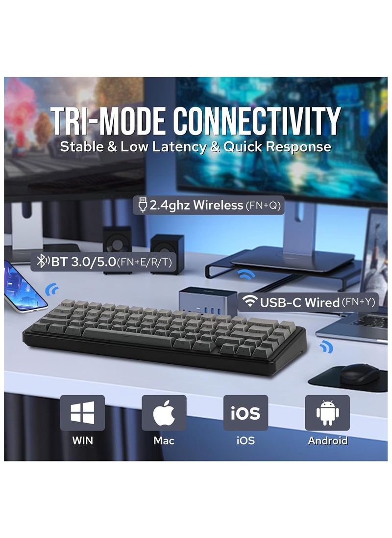 EPOMAKER - EPOMAKER x Aula F65 65% Wireless Mechanical Keyboard, Hot Swappable Gasket Custom Gaming Keyboard with Five-Layer Padding, RGB Backlit, Bluetooth/2.4GHz/USB-C (Black, Graywood V3 Switch) - Image 1