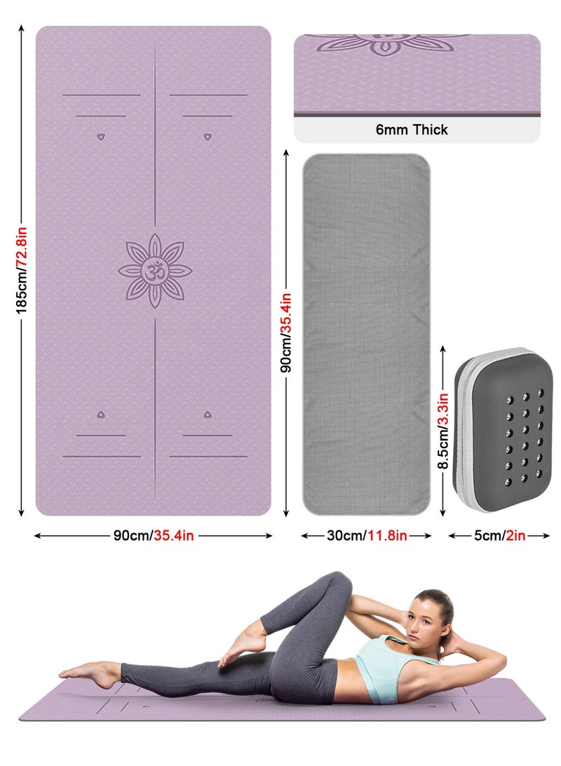 URbazaar Yoga Mat for Women and Men, Extra Long and Wide Exercise Mat(72"x24"), Includes a cooling towel, Pilates, Fitness, Barefoot Workouts, Home Gym Studio - Image 2