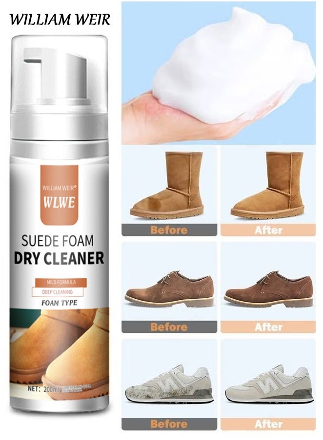 WILLIAM WEIR 200ml Multipurpose Suede Foam Cleaner Nubuck Bubble Cleaner Restores Color and Vibrancy to Shoes Boots Clothes Car Ceiling Handbags Sofa and Furniture - Image 1