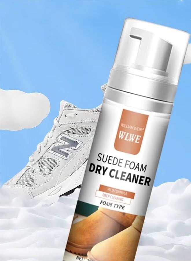 200ml Multipurpose Suede Foam Cleaner Nubuck Bubble Cleaner Restores Color and Vibrancy to Shoes Boots Clothes Car Ceiling Handbags Sofa and Furniture