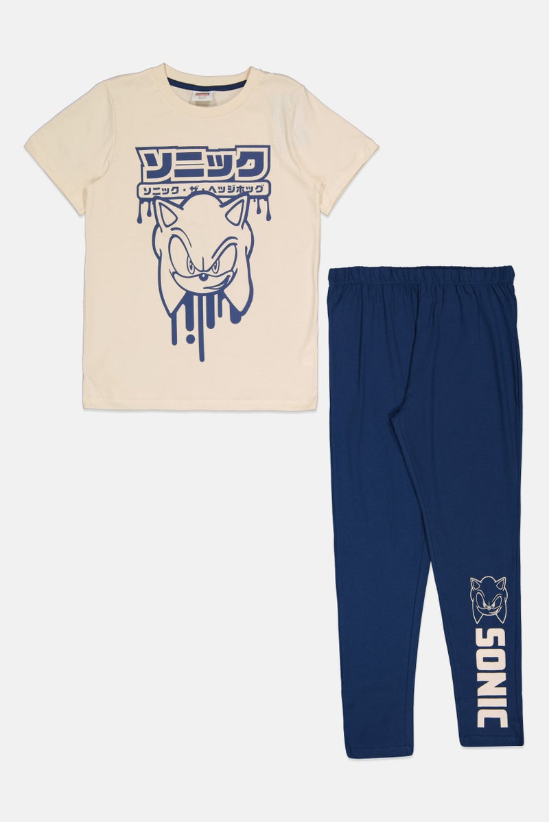 SONIC Kids Boy 2 Pcs Graphic Print Top And Bottom Pajama Set, Multicolor - Image 1