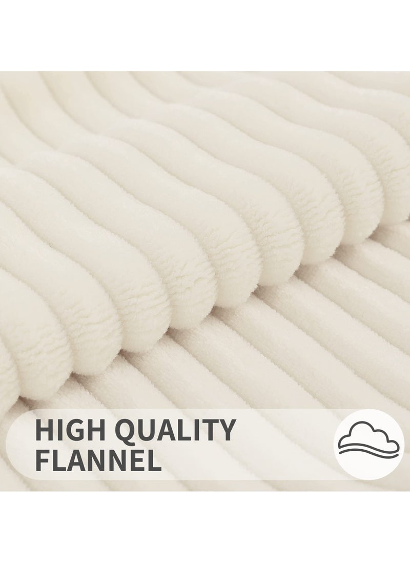 Alruht 2 Pack of Throw Pillow Cover, Corduroy Soft Decorative, Cushion Covers for Sofa Living Room Home Decor, 45x45 cm (Striped Cream)  - Image 3