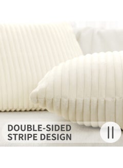 Alruht 2 Pack of Throw Pillow Cover, Corduroy Soft Decorative, Cushion Covers for Sofa Living Room Home Decor, 45x45 cm (Striped Cream)  - Image 4