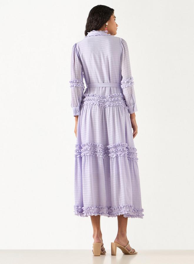 تواكستريمز فستان بأكمام 3/4 وحزام رباط وتفاصيل كشكش من تو إكستريمز - Image 3