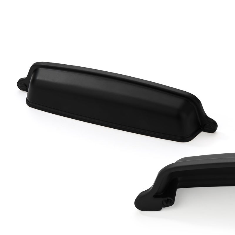 CABDM 10 Pack 5 inch 128mm Matte Black Cabinet Cup Pulls Black Drawer Pulls Kitchen Hardware Cabinet Handles Drawer Handles Knobs Cup Pull - Image 2