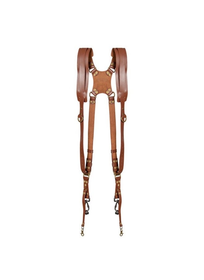 Generic Top Layer Cowhide Camera Shoulder Strap Outdoor Quick Camera Photography Equipment SLR Camera Strap Photography Double Shoulder Strap-Color:Genuine Leather Shoulders-brown  - Image 1