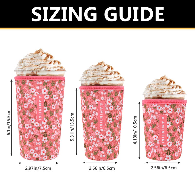 Amintiri 3 Pack Reusable Sleeve for Iced Coffee Cup  Coffee Neoprene Sleeve for Iced&Hot Drinks  Coffee Sleeve Compatible with Starbucks  Dunkin Coffee Cup. (Blushing Pink) - Image 3