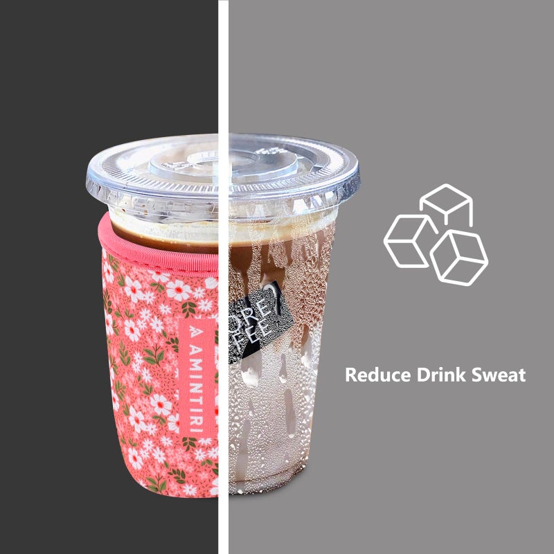 Amintiri 3 Pack Reusable Sleeve for Iced Coffee Cup  Coffee Neoprene Sleeve for Iced&Hot Drinks  Coffee Sleeve Compatible with Starbucks  Dunkin Coffee Cup. (Blushing Pink) - Image 2