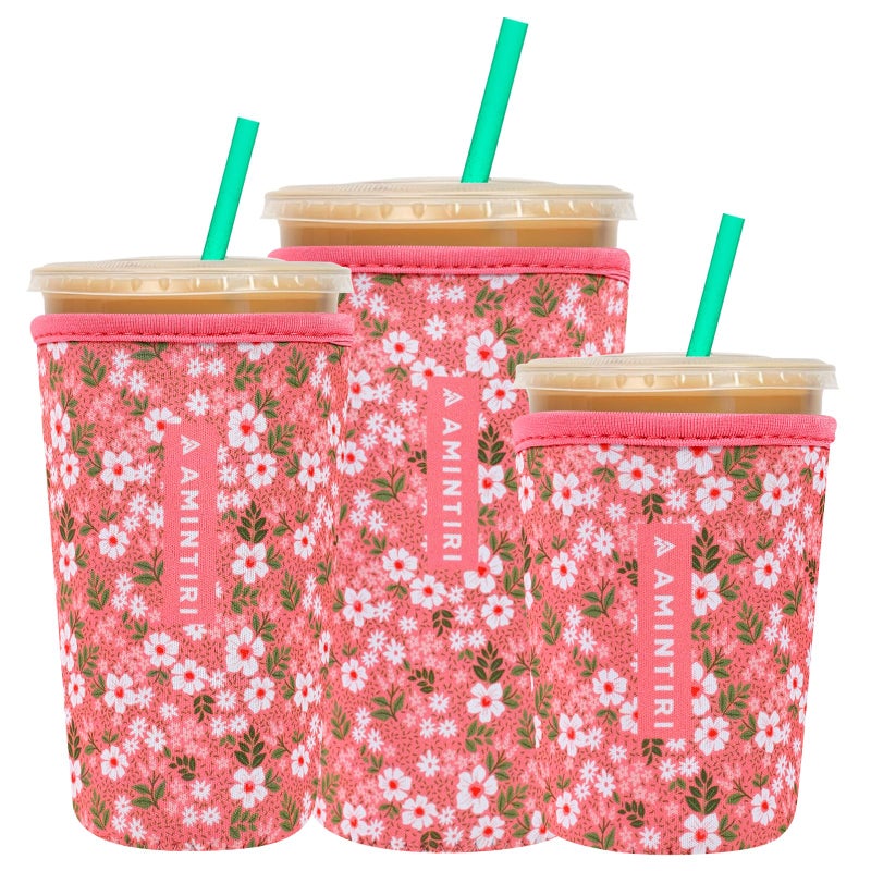 Amintiri 3 Pack Reusable Sleeve for Iced Coffee Cup  Coffee Neoprene Sleeve for Iced&Hot Drinks  Coffee Sleeve Compatible with Starbucks  Dunkin Coffee Cup. (Blushing Pink) - Image 1