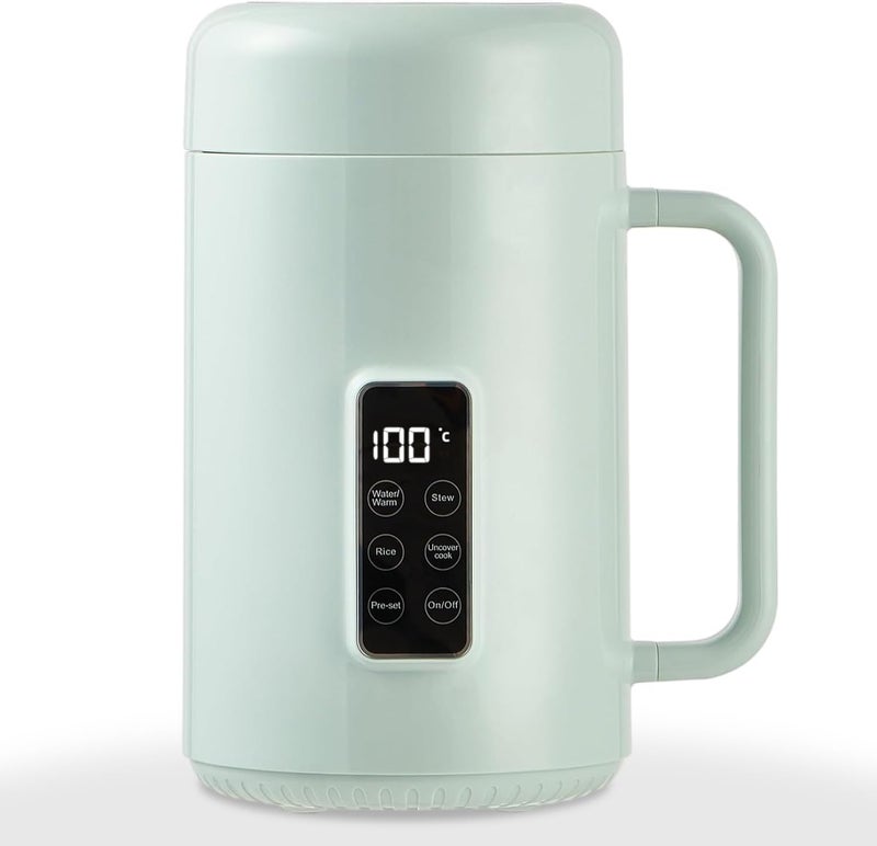Masroo Portable Electric Pot for Cooking Dorm Room - 28oz Non-stick Travel Electric Kettle, Mini Electric Hot Pot with Temperature and Time Control - Self Heating Soup/Rice/Ramen Cooker/Warmer (Green) - Image 1
