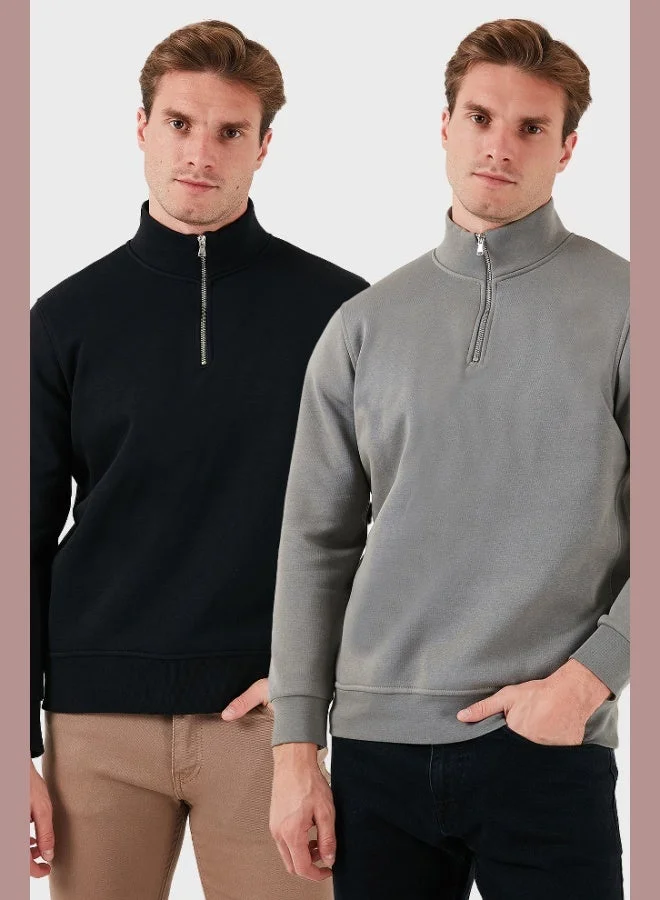 بوراتي بلوزات رجالية قطنية بياقة واقفة قطعتين