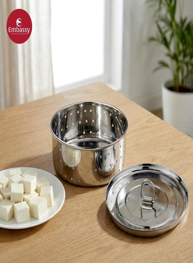 Embassy Stainless Steel Round Paneer Mould/Maker/Strainer | 750 ml | Diameter 14 cm | Size 4 | Perfect for Making Homemade Paneer/Cheese/Tofu | Dishwasher Safe - Image 2
