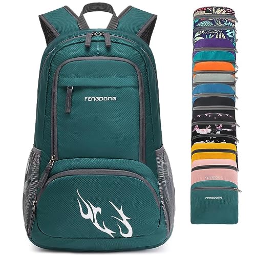 FENGDONG 35L Lightweight Foldable Waterproof Packable Travel Hiking Backpack Daypack for men women Dark Green - Image 1