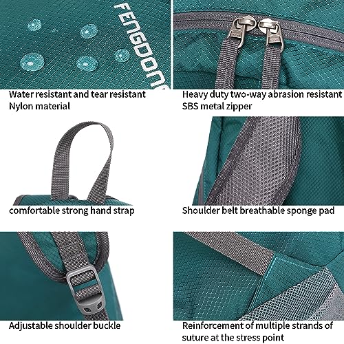 FENGDONG 35L Lightweight Foldable Waterproof Packable Travel Hiking Backpack Daypack for men women Dark Green - Image 4