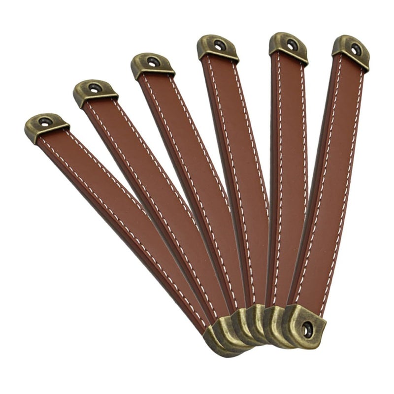 Vintage Bronze Leather Cabinet Drawers Pulls 128mm Center To Center Hardware Handles - Image 2