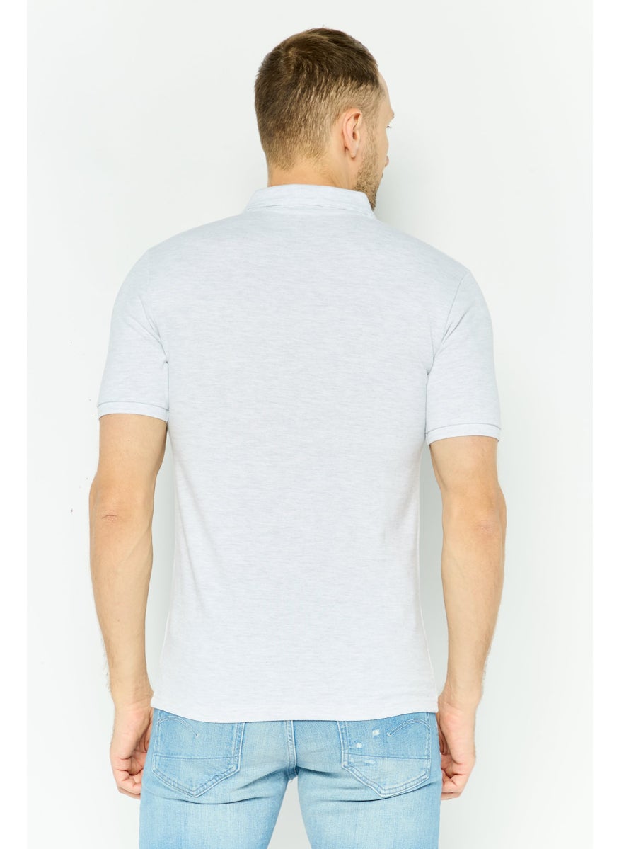 Jules Men Regular Fit Embroidered Logo Short Sleeves Polo Shirt, Light Grey  - Image 2