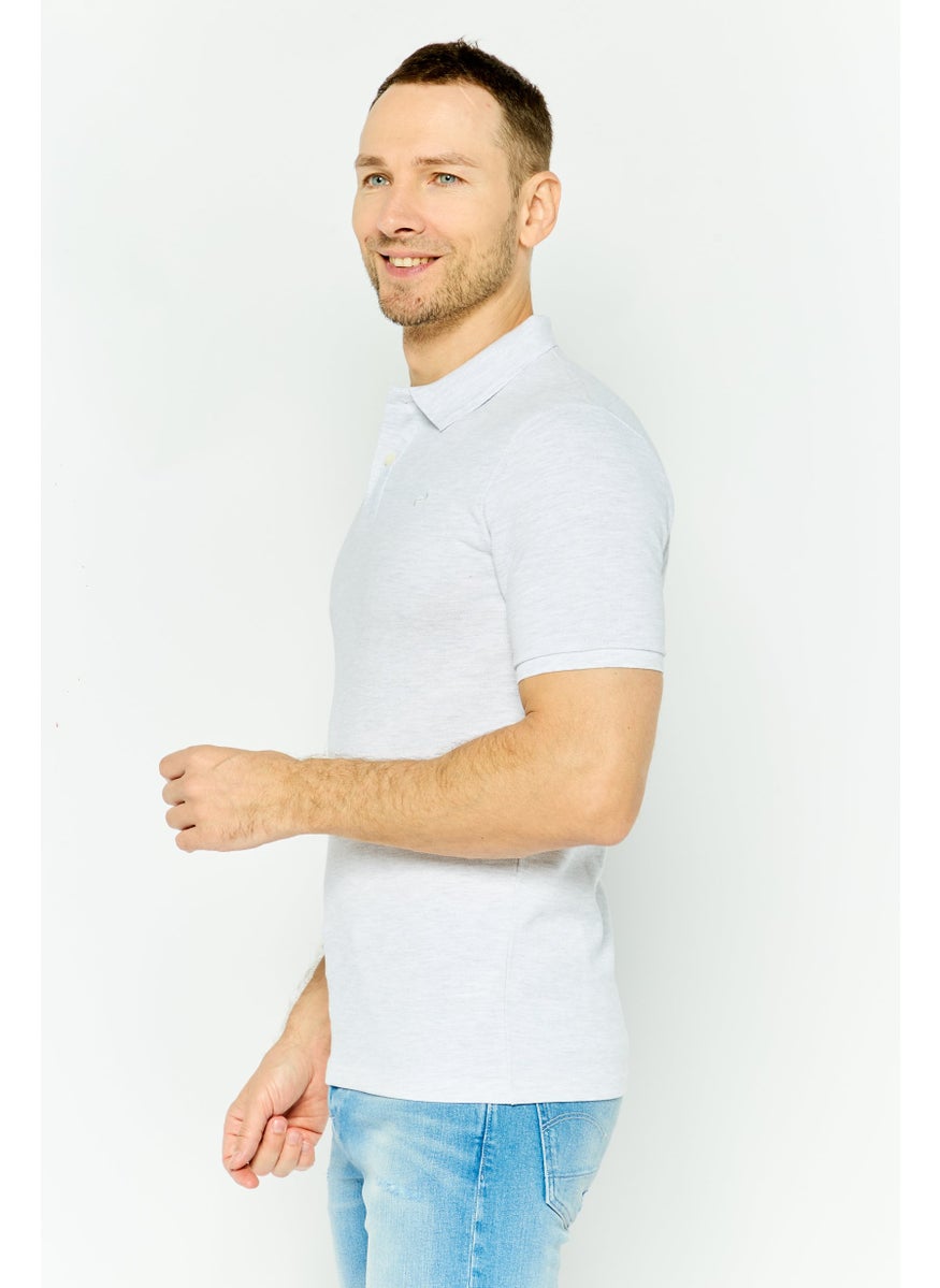 Jules Men Regular Fit Embroidered Logo Short Sleeves Polo Shirt, Light Grey  - Image 4