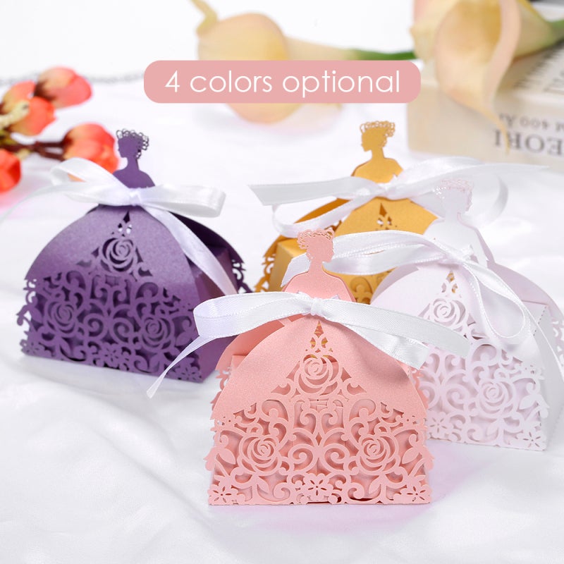 Hollow Design Favor Box: Sturdy Marble Pattern Paperboard, Lightweight Exquisite Style, Easy Tool-Free Assembly - Big Capacity Candy Box Gift for Wedding, Birthday Party Favors - Image 2