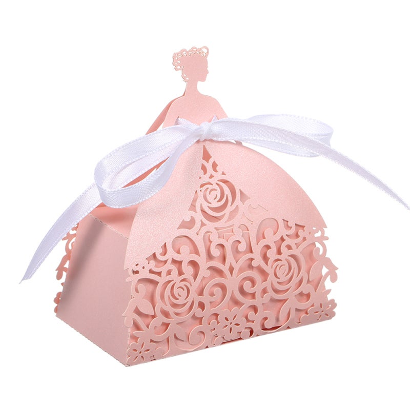 Hollow Design Favor Box: Sturdy Marble Pattern Paperboard, Lightweight Exquisite Style, Easy Tool-Free Assembly - Big Capacity Candy Box Gift for Wedding, Birthday Party Favors - Image 1