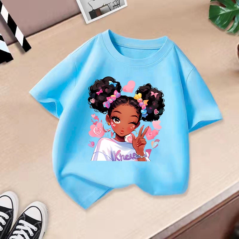 2026 New Style Girls' Short-Sleeved Girls' T-Shirt Children'S Tops Baby Casual Printed Summer Children'S Clothing - Image 1