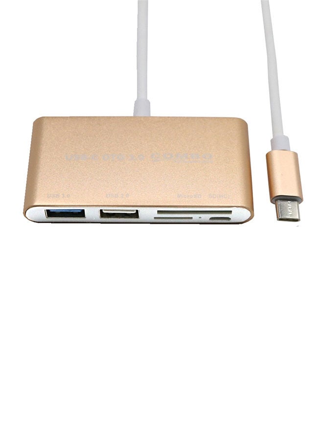 NIBEMINENT 5-In-1 Type C USB 3.1 OTG 3.0 2.0 Hub SD/TF Card Reader Combo Gold  - Image 3