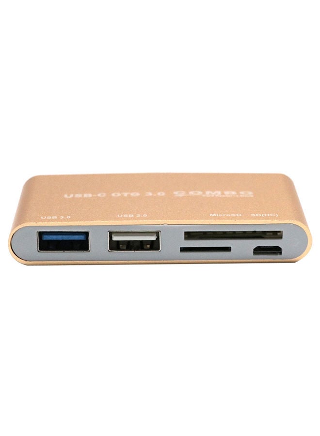 NIBEMINENT 5-In-1 Type C USB 3.1 OTG 3.0 2.0 Hub SD/TF Card Reader Combo Gold  - Image 2