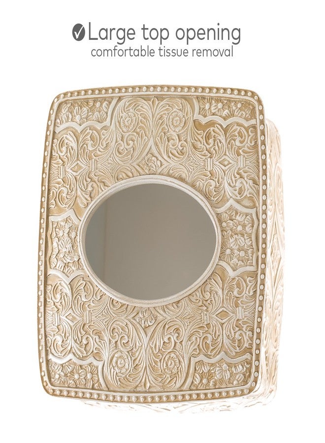 Creative Scents Victoria Tissue Box Cover Square - Beige Tissue Holder for Bathroom - Decorative Tissue Box Holder with Durable Bottom Slider - Boho Bathroom Decor - Image 3