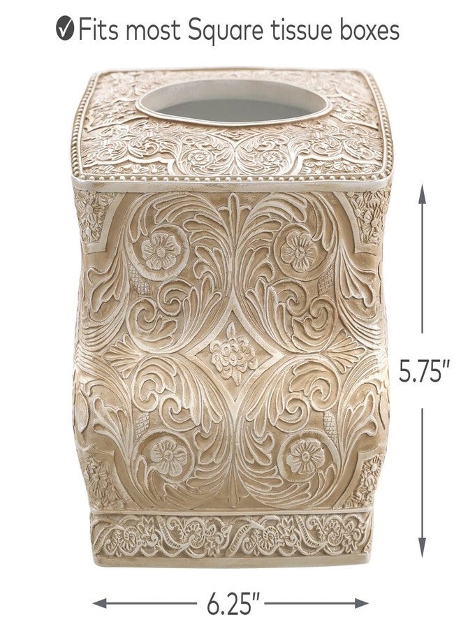Creative Scents Victoria Tissue Box Cover Square - Beige Tissue Holder for Bathroom - Decorative Tissue Box Holder with Durable Bottom Slider - Boho Bathroom Decor - Image 5