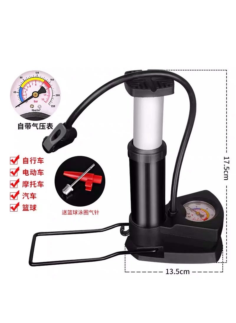 Generic - Mountain Bike Portable Mini Pump High-Pressure Basketball 5523 air cylinder (with barometer) black - Image 1