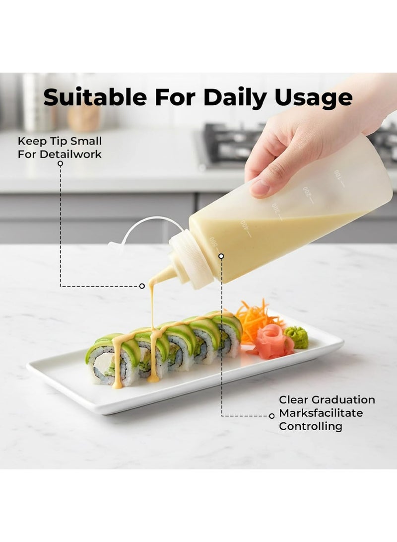 YOUGE 4Pcs Plastic Squeeze Sauce Bottles, Durable Squeeze Bottles Squirt Bottle with Discrete Measurements, Reusable Squeeze Condiment Bottles Dispensers Suitable for Ketchup, BBQ, Sauces, Syrup, Condiments, Dressings, Arts and Crafts Oil Dispensers - Image 5