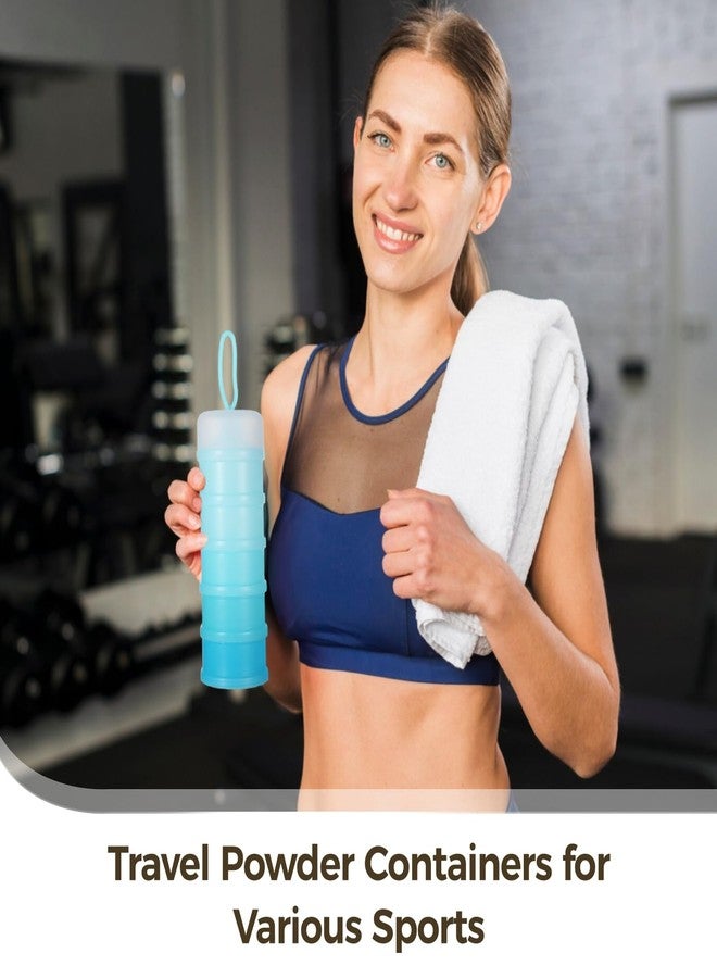 Homaisson 4 Pcs Protein Powder Travel Container, 5 Layers Stackable Formula Container to Go Portable Protein Powder Dispenser with Funnels Stand Supplement Storage Holder for Workout, Fitness, Travel - Image 2