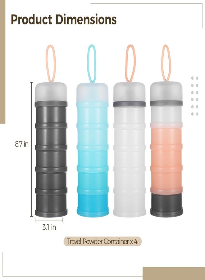 Homaisson 4 Pcs Protein Powder Travel Container, 5 Layers Stackable Formula Container to Go Portable Protein Powder Dispenser with Funnels Stand Supplement Storage Holder for Workout, Fitness, Travel - Image 4