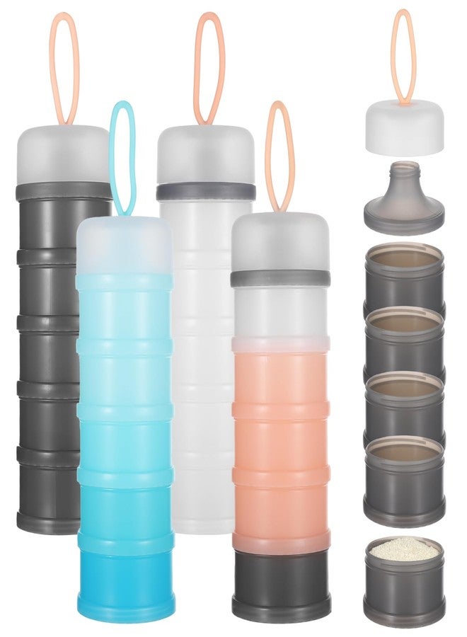 Homaisson 4 Pcs Protein Powder Travel Container, 5 Layers Stackable Formula Container to Go Portable Protein Powder Dispenser with Funnels Stand Supplement Storage Holder for Workout, Fitness, Travel - Image 1