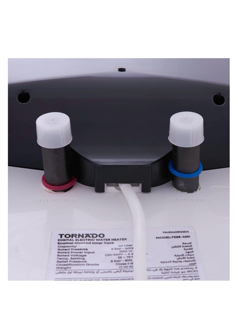 TORNADO TORNADO Electric Water Heater 40 L Enamel Digital White TEEE-40DW  - Image 3