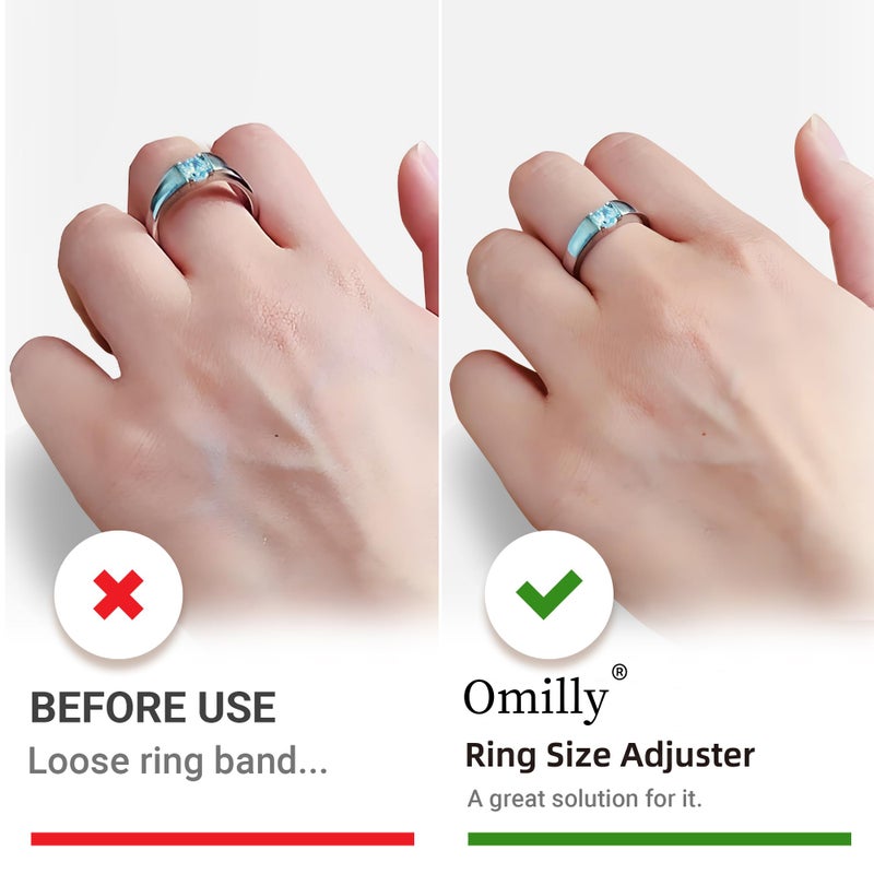 Omilly Silicone Ring Size Adjuster for Loose Rings, 104-Piece Invisible Ring Guard Kit with 2 Styles (Spiral Coils & Sizing Strips) for Women & Men, Reusable Resizer Fits 1-10mm Width - Image 4