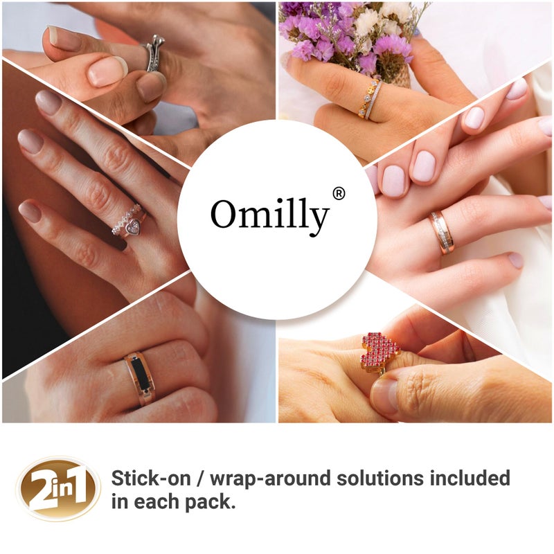 Omilly Silicone Ring Size Adjuster for Loose Rings, 104-Piece Invisible Ring Guard Kit with 2 Styles (Spiral Coils & Sizing Strips) for Women & Men, Reusable Resizer Fits 1-10mm Width - Image 2