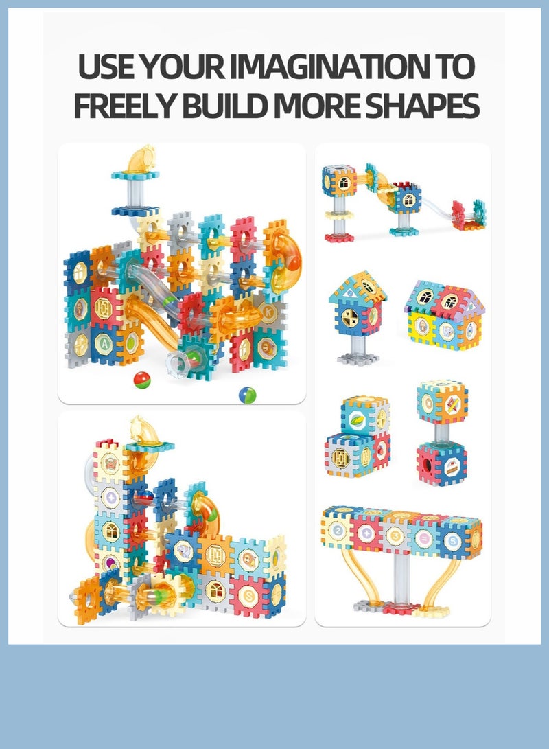 توشيونيكس مجموعة مكعبات بناء مسار كرة متدحرجة مكونة من 125 قطعة للأطفال، لعبة بناء تعليمية للأولاد والبنات من سن 3 سنوات فما فوق، مجموعة ألغاز الأنابيب الملونة DIY مثالية للعطلات وأعياد الميلاد - Image 3