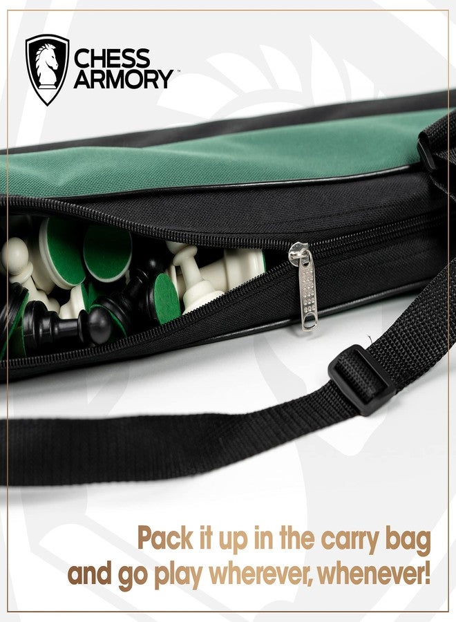 Chess Armory طقم شطرنج كبير من تشيس أرموري، مقاس 20 بوصة، طقم بطولات مُثقّل مع حقيبة حمل قماشية - رقعة شطرنج قابلة للطي من الفينيل، قطع شطرنج مُثقّلة - ملك 3.75 بوصة - ملكات إضافية - Image 4
