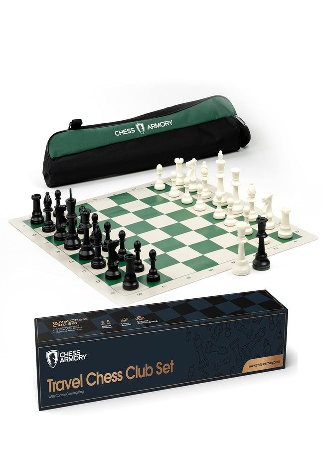 Chess Armory طقم شطرنج كبير من تشيس أرموري، مقاس 20 بوصة، طقم بطولات مُثقّل مع حقيبة حمل قماشية - رقعة شطرنج قابلة للطي من الفينيل، قطع شطرنج مُثقّلة - ملك 3.75 بوصة - ملكات إضافية - Image 1