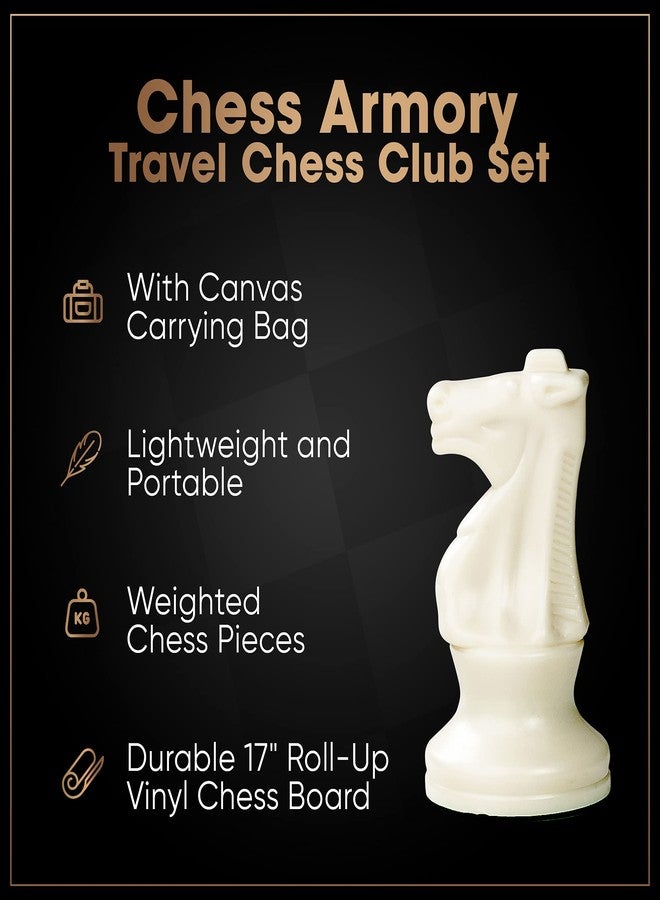 Chess Armory طقم شطرنج كبير من تشيس أرموري، مقاس 20 بوصة، طقم بطولات مُثقّل مع حقيبة حمل قماشية - رقعة شطرنج قابلة للطي من الفينيل، قطع شطرنج مُثقّلة - ملك 3.75 بوصة - ملكات إضافية - Image 3