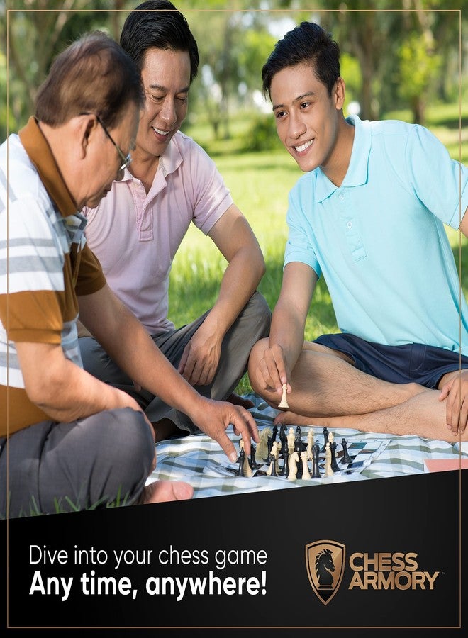 Chess Armory طقم شطرنج كبير من تشيس أرموري، مقاس 20 بوصة، طقم بطولات مُثقّل مع حقيبة حمل قماشية - رقعة شطرنج قابلة للطي من الفينيل، قطع شطرنج مُثقّلة - ملك 3.75 بوصة - ملكات إضافية - Image 5