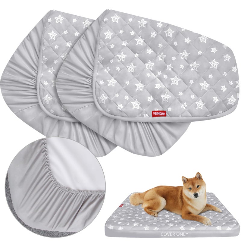Moonsea Dog Bed Covers Replacement Washable 2 Pack, Waterproof Dog Bed Covers Dog Pillow Cover Quilted, Pet Bed Cover Lovely Grey Star Print, Puppy Bed Cover 27x36 Inches, for Dog/Cat, Cover Only - Image 1