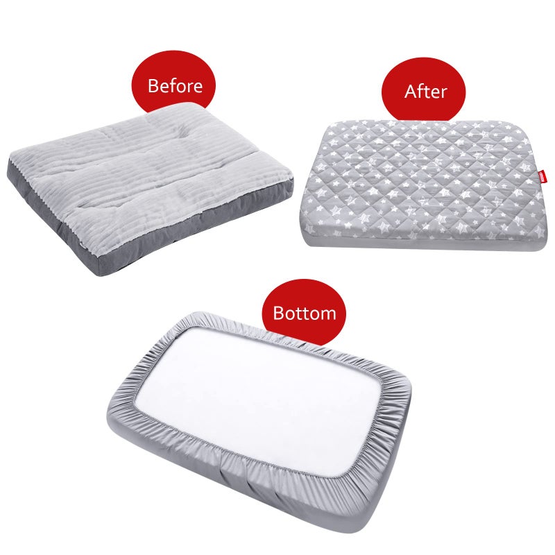 Moonsea Dog Bed Covers Replacement Washable 2 Pack, Waterproof Dog Bed Covers Dog Pillow Cover Quilted, Pet Bed Cover Lovely Grey Star Print, Puppy Bed Cover 27x36 Inches, for Dog/Cat, Cover Only - Image 4