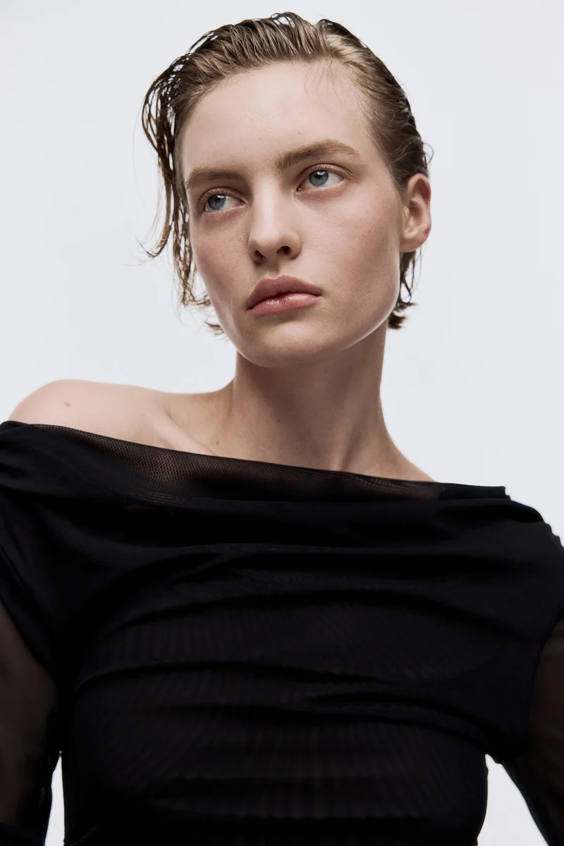 H&M One-shoulder mesh top