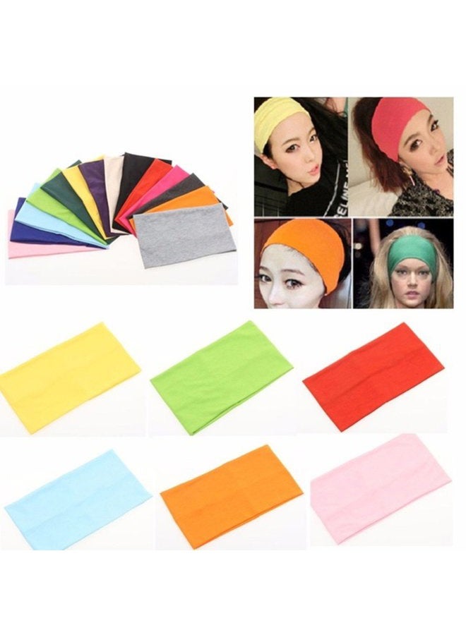 Yeshan Pack of 12 Wide 5 Inch Wicking Stretchy Athletic Bandana Headbands / Head wrap / Yoga Headband / Head Scarf / Best Looking Hairband for Sports or Fashion,candy colors in wide - Image 2